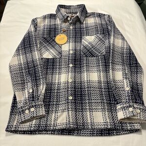 NWT Common People Blue and White Plaid Button-Up Shirt